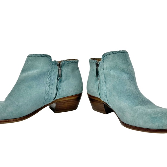 Sam Edelman Paige Suede Fringe Booties Western Rodeo Cowgirl Aqua Blue Size 6 - Picture 5 of 7